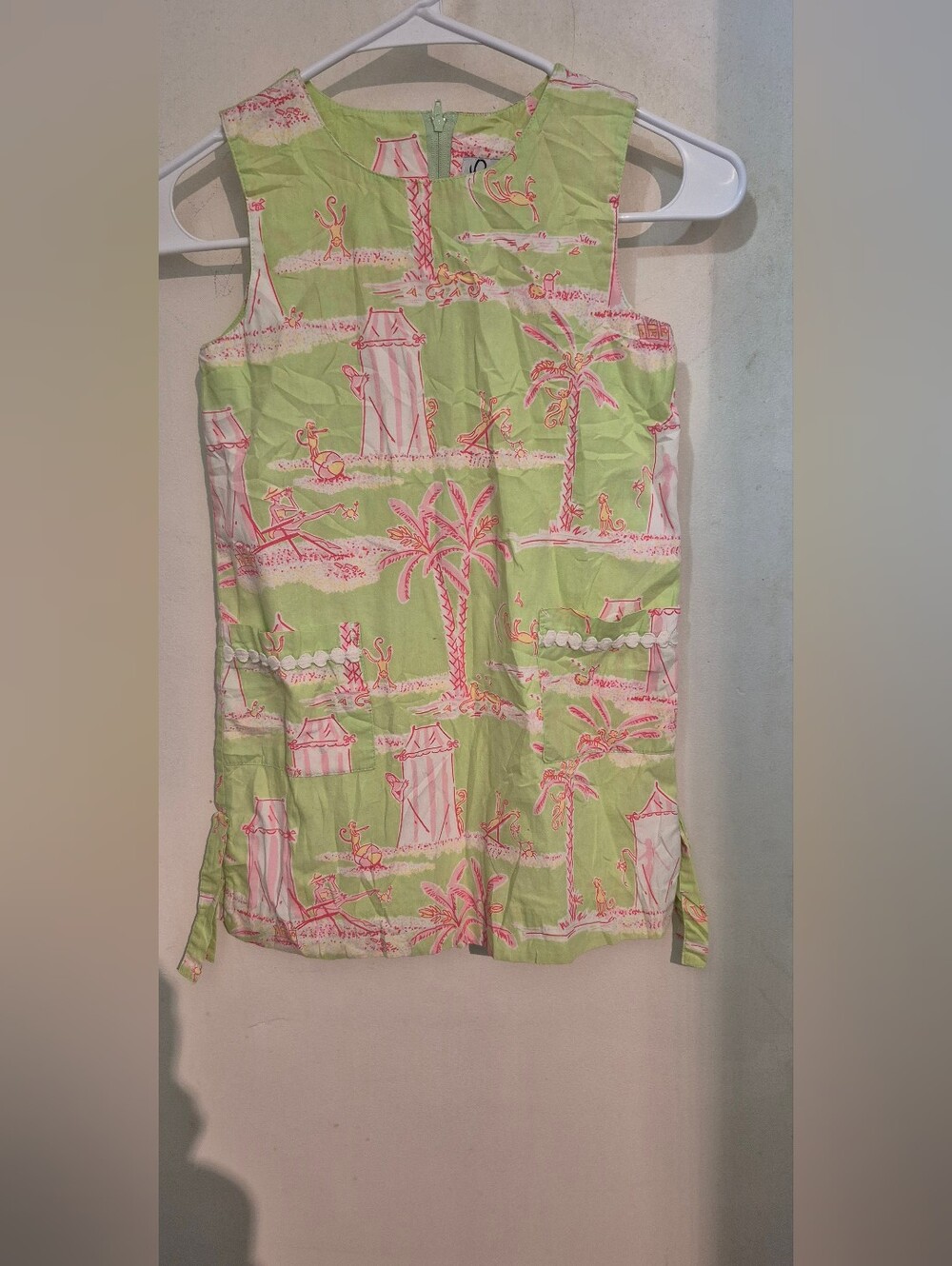 Lilly Pulitzer Krista Shift Dress Rare " Cabana Banana" Lime Green & Pink Sz.6X